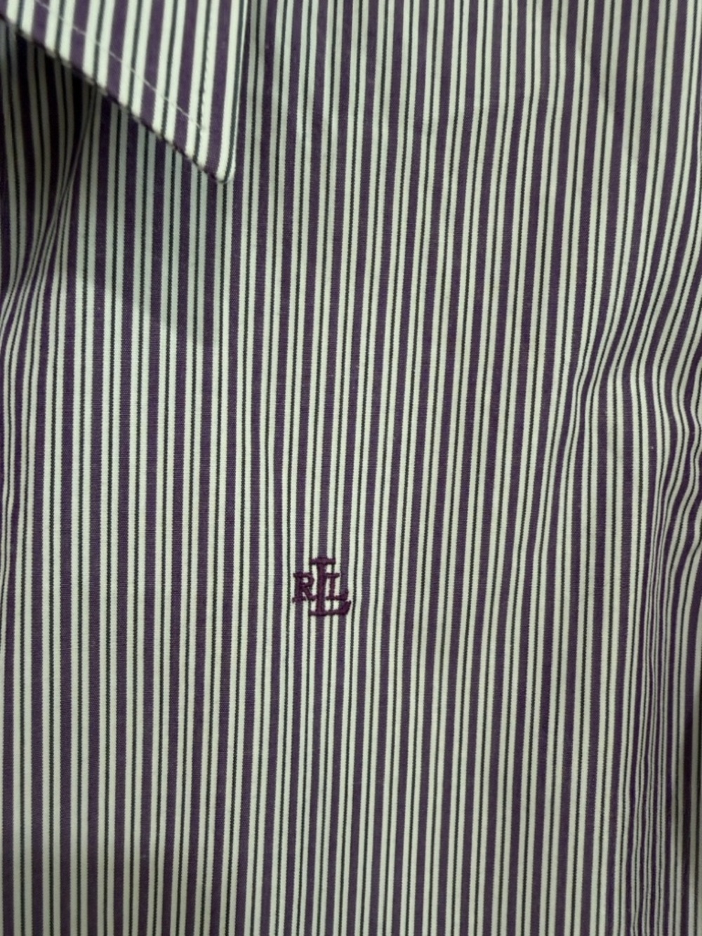 Lauren Ralph Lauren Purple & White Striped Button-Down Shirt - Picture 3 of 4